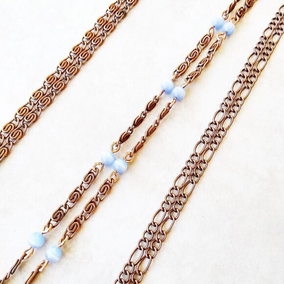 Vibrant Autumnn Colors! Green Sea Sediment Jasper Teardrop Copper Necklace - Picture 11 of 11